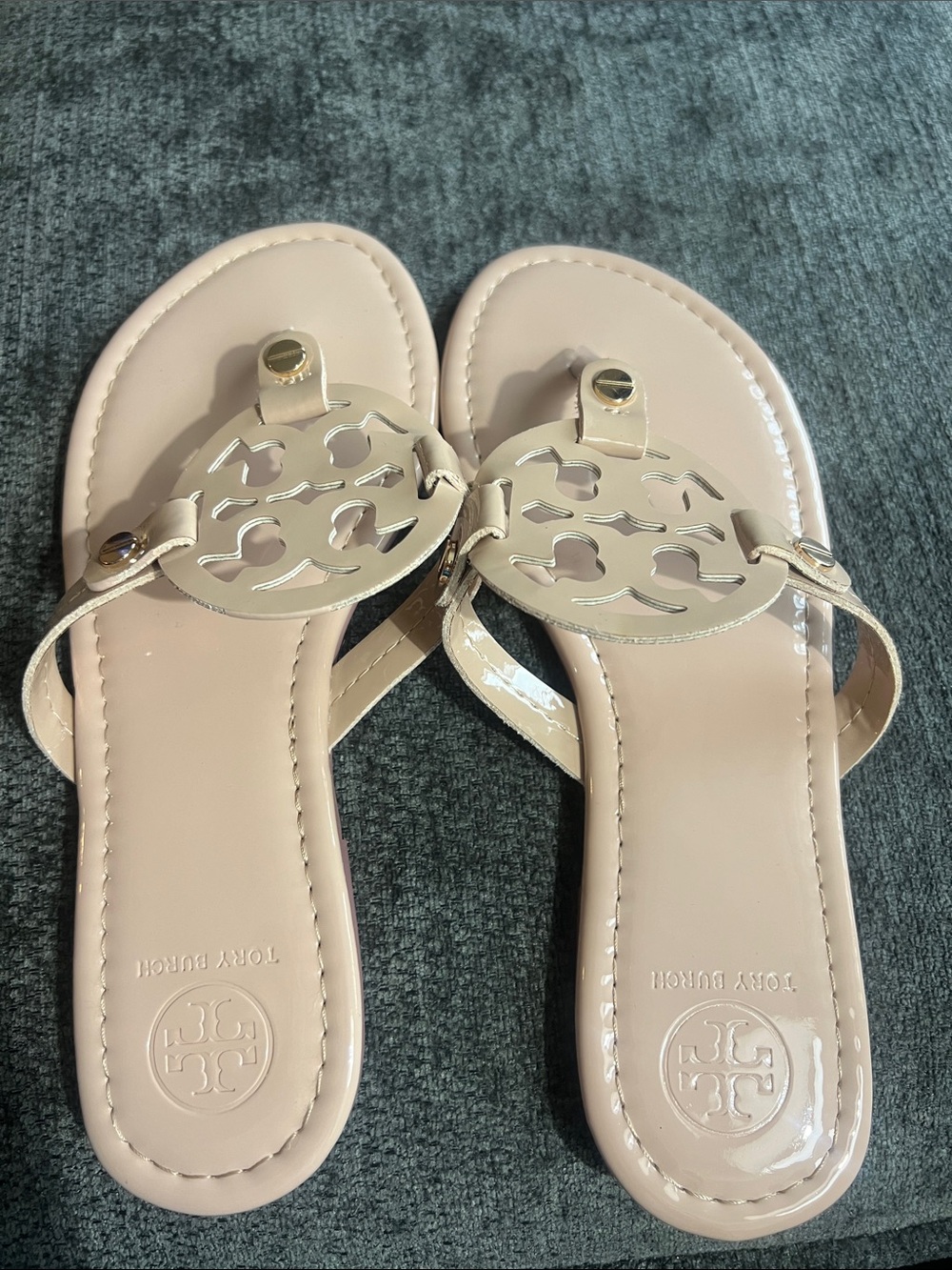 Tory Burch Patent Leather Miller Sandals in Blush
